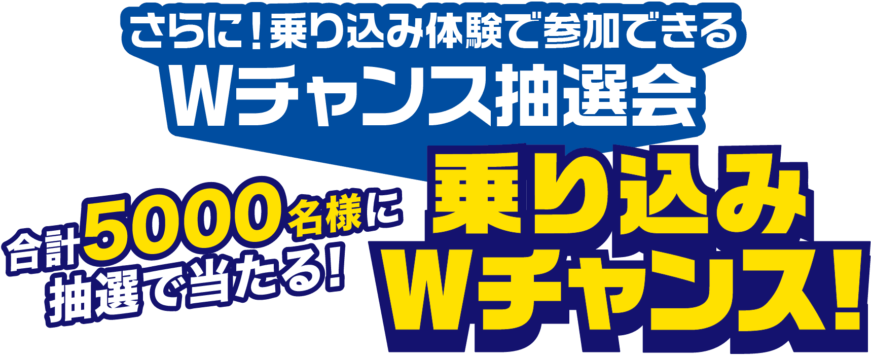 さらに！乗り込み体験で参加できるWチャンス抽選会「合計5000名様に抽選で当たる！」乗り込みWチャンス！